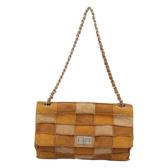 CHANEL Chain Shoulder Bag Suede Brown Gold CC Auth PP566 - Picture 10 of 15